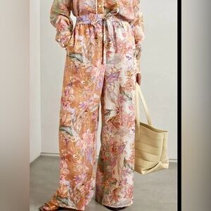 Zimmermann floral Wide-Leg linen pants. Size 0